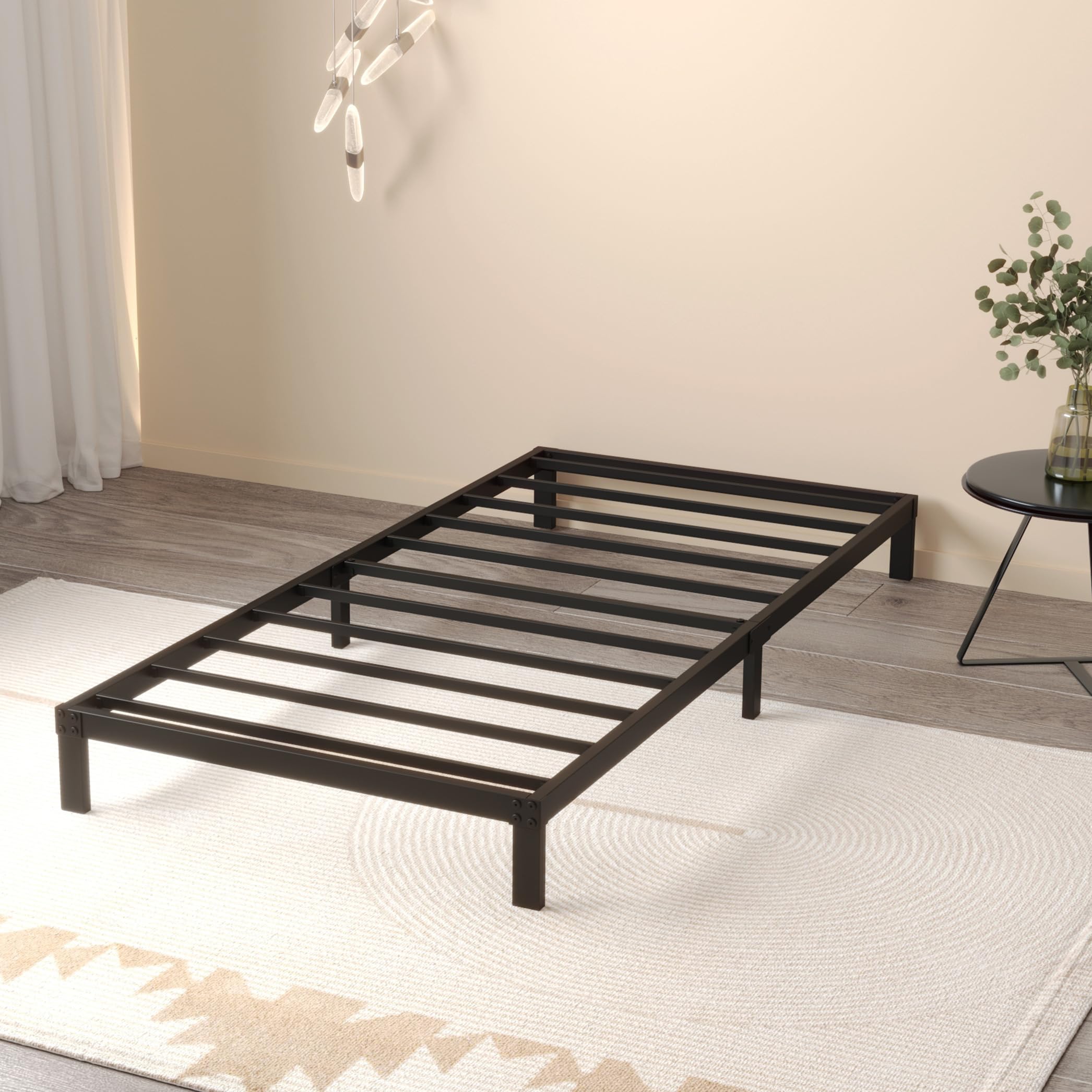 Maenizi 8 Inch Twin Bed Frame No Box Spring Needed, Heavy Duty Metal Platform Bed Frame Twin Size Support Up to 2500 lbs, Easy A