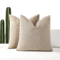 ROMANDECO Boucle Decorative Throw Pillow Covers for Couch Set of 2, 18x18 inches, Oatmeal