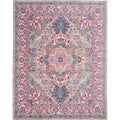 Nourison Passion Bohemian Light Grey/Pink 8 X 10 Area Rug, Easy Cleaning, Non Shedding, Bed Room, Living Room, Dining Room, Ki