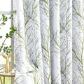 Tree Branch Blackout Curtains Green White Curtains Panels 63 inch Length 2 Panels Set Modern Thermal Curtain Drapes Window Treat