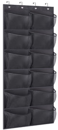 KIMBORA Boots Hanging Shoe Organizer for Closet 12 Extra Large Mesh Pockets Over The Door Shoe Rack for Men Shoes Size 16, Black