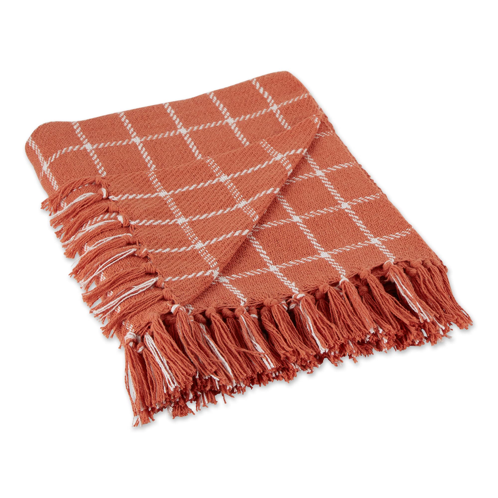 DII Transitional Checked Plaid Woven Throw, 50x60, Spice