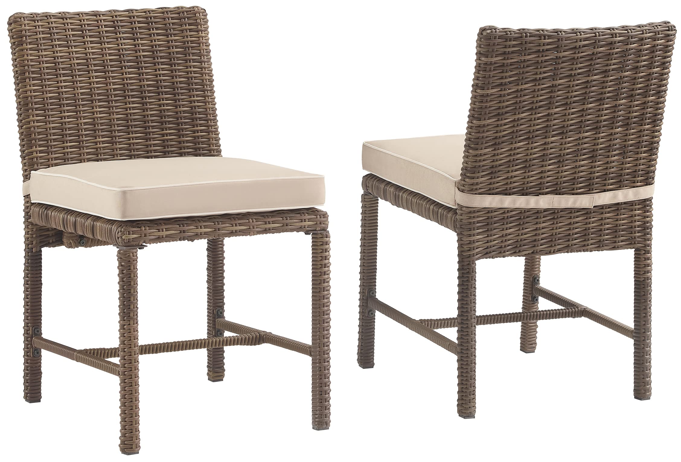 Crosley Furniture Bradenton 2-Piece Outdoor Chair Set, Wicker Dining Patio Chairs for Deck, Backyard, Weathered Brown with Sand 