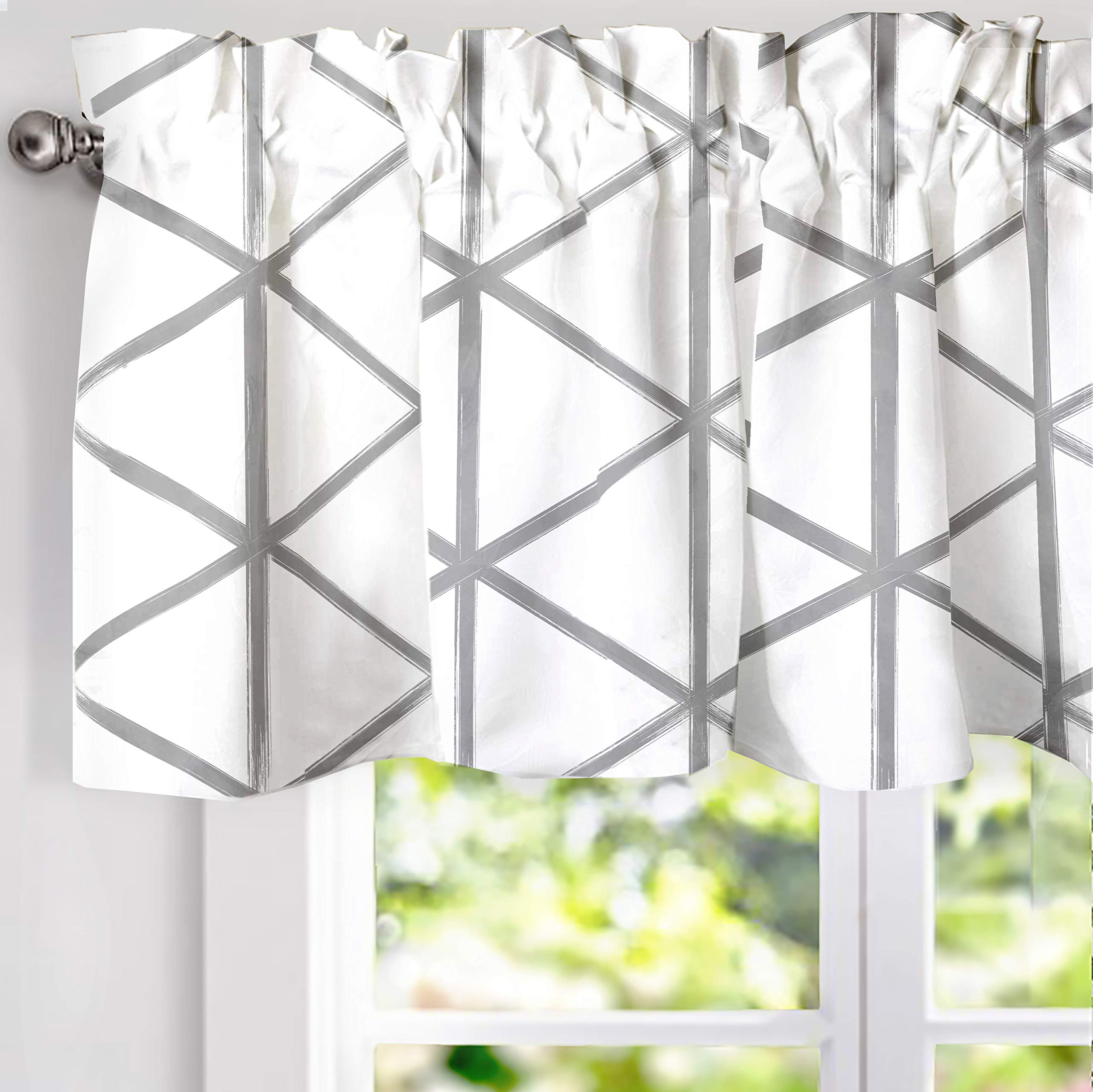 DriftAway Raymond Geometric Triangle Trellis Pattern Lined Thermal Insulated Energy Saving Window Curtain Valance for Living Roo