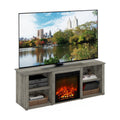 Furinno Classic 60 Inch TV Stand with Fireplace, French Oak Grey