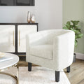 BELLEZE Living Room Chair, Teddy Polyester Accent Barrel Chair, Club Tub Sofa Chair for Bedroom, Corner Chair with Flared Legs a