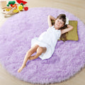 ONASAR Purple Round Area Rug 5x5, Soft Bedroom Circle Rugs Floor Mats for Kids Girls Teen Room, Cute Fluffy Plush Shaggy Carpet 