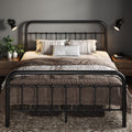 Allewie Full Size Metal Platform Bed Frame with Victorian Style Wrought Iron-Art Headboard/Footboard, No Box Spring Required,Bla