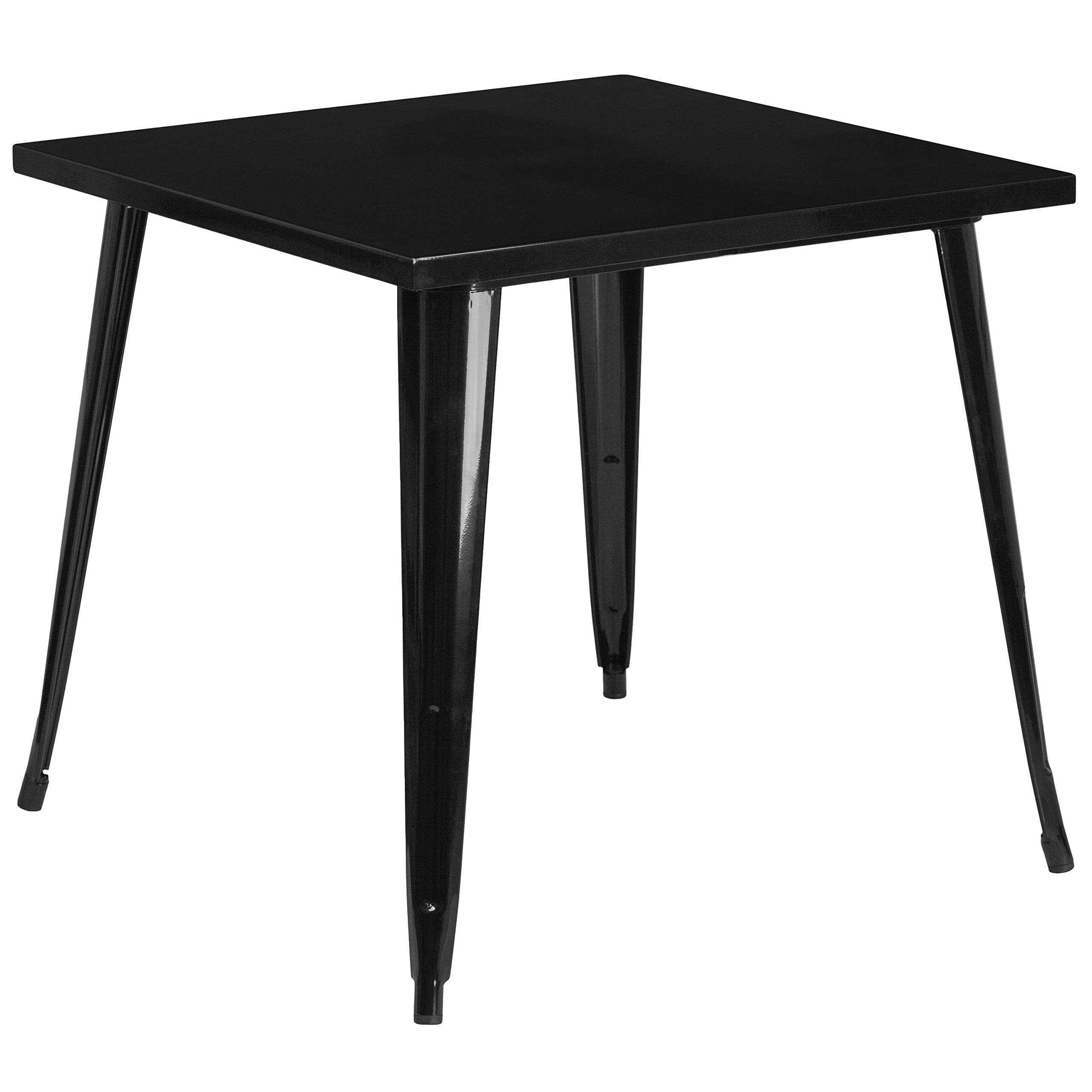 Flash Furniture Toby Commercial Grade 31.75 Square Black Metal Indoor-Outdoor Table
