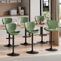 Shintenchi Bar Stools Set of 6 Modern Swivel Bar Chairs, Counter Height Faux Leather Metal Barstools, Upholstered Island Chairs 