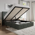 SHA CERLIN Queen Size Lift Up Storage Bed/Button Tufted Wingback Headboard/Hydraulic Storage/Upholstered Platform Bed Frame/No B