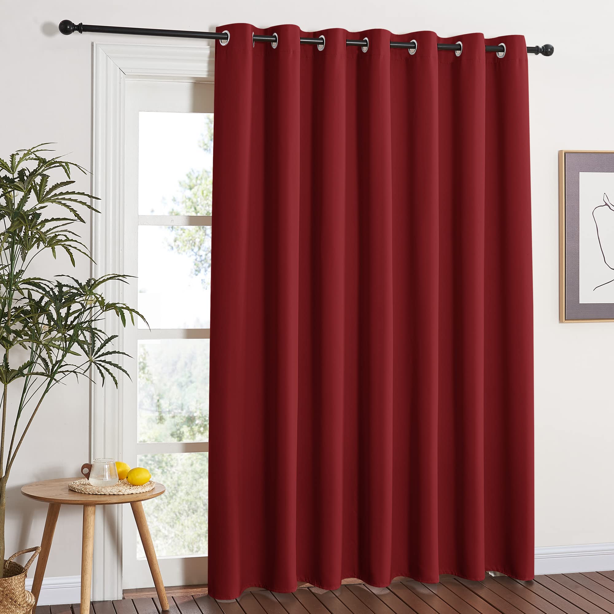 NICETOWN Blackout Blinds for Sliding Door - Indoor Slider Curtains for Patio, Wide Width Drapes for Living Room (Burgundy Red, 1