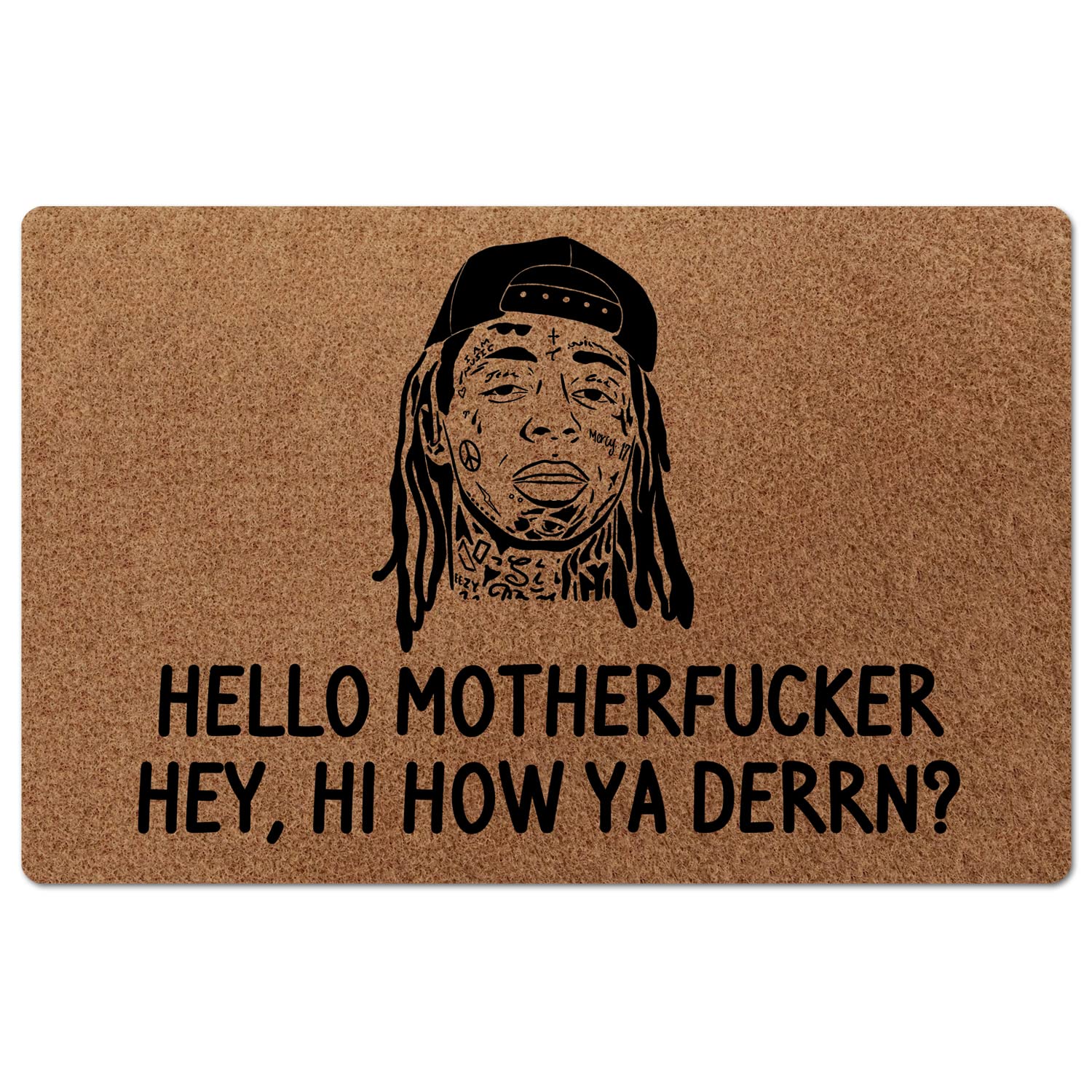 BinHang Indoor Welcome Mat, Door Mats Indoor Entrance Hello Motherfucker Hey, Hi How Ya Derrn Faux Coir Easy to Maintain Environ
