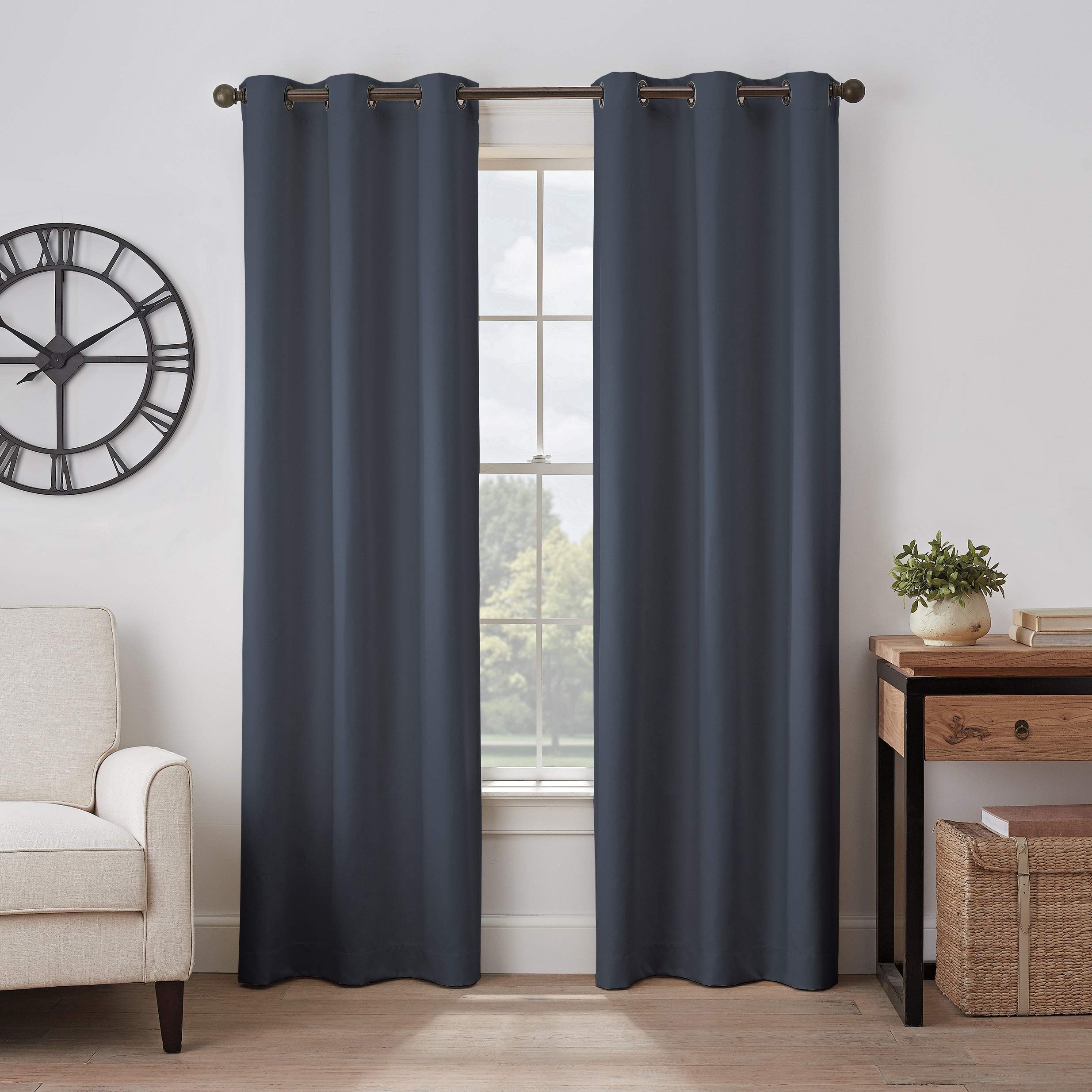 Eclipse Gabriella Grommet Top Curtains for Bedroom, Single Panel, 40 x 95, Indigo