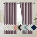 NICETOWN Chaise Mauve Vintage Linen 100% Blackout Curtains for Kitchen, Thermal Insulated Curtains 63 Long, Noise Reducing Windo