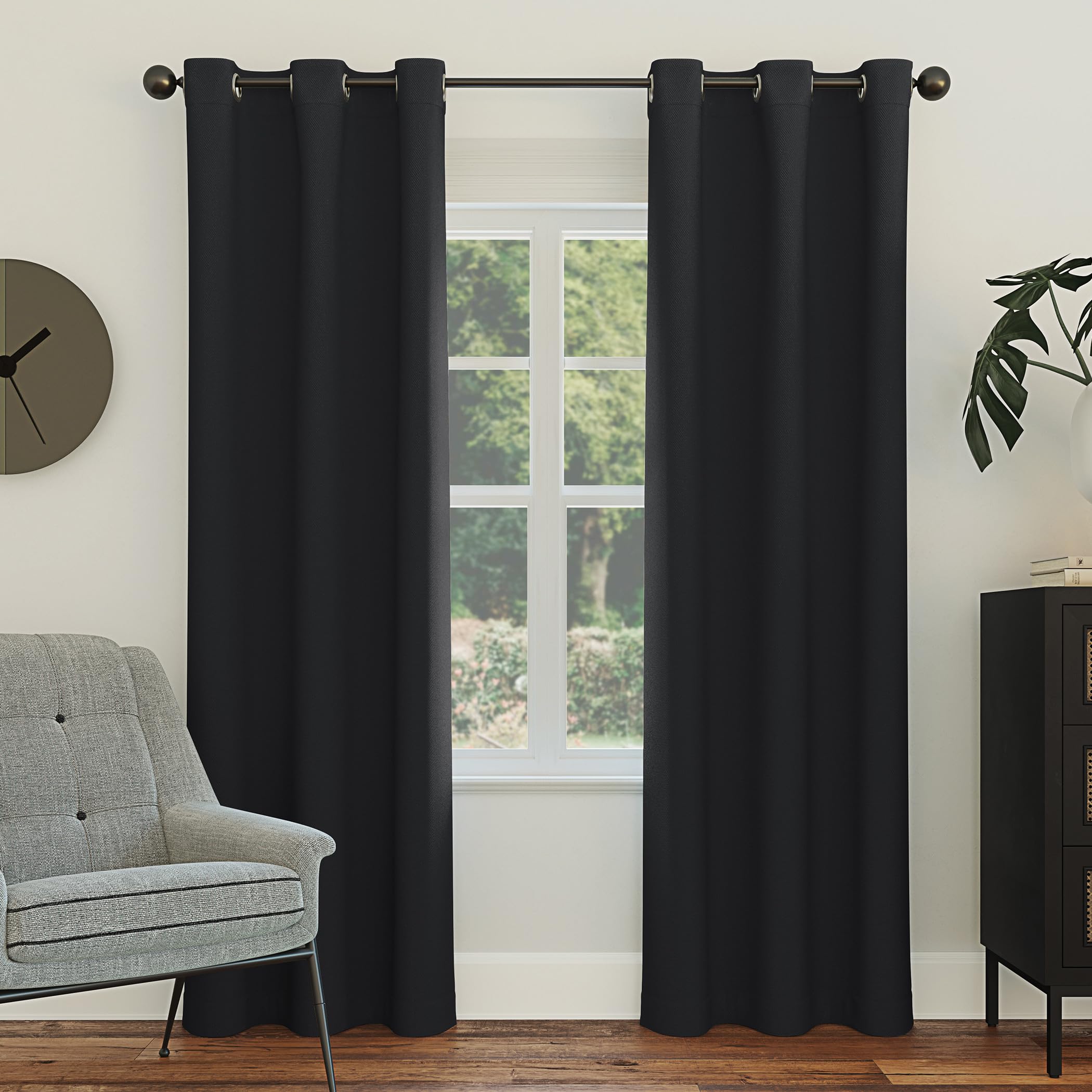 Sun Zero Easton Energy Saving Blackout Grommet Curtain Panel, 40 x 95, Black