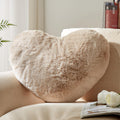 YRXRUS Heart Shaped Pillow, Cute Love Heart Pillow, Small Beige Heart Pillows Gifts, Faux Rabbit Fur Love Coquette Room Decor, T