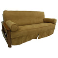 Blazing Needles Solid Microsuede Double Corded 8 to 9 Futon Slipcover Set with 2 Bolster Pillows (Set of 3), Full, Camel