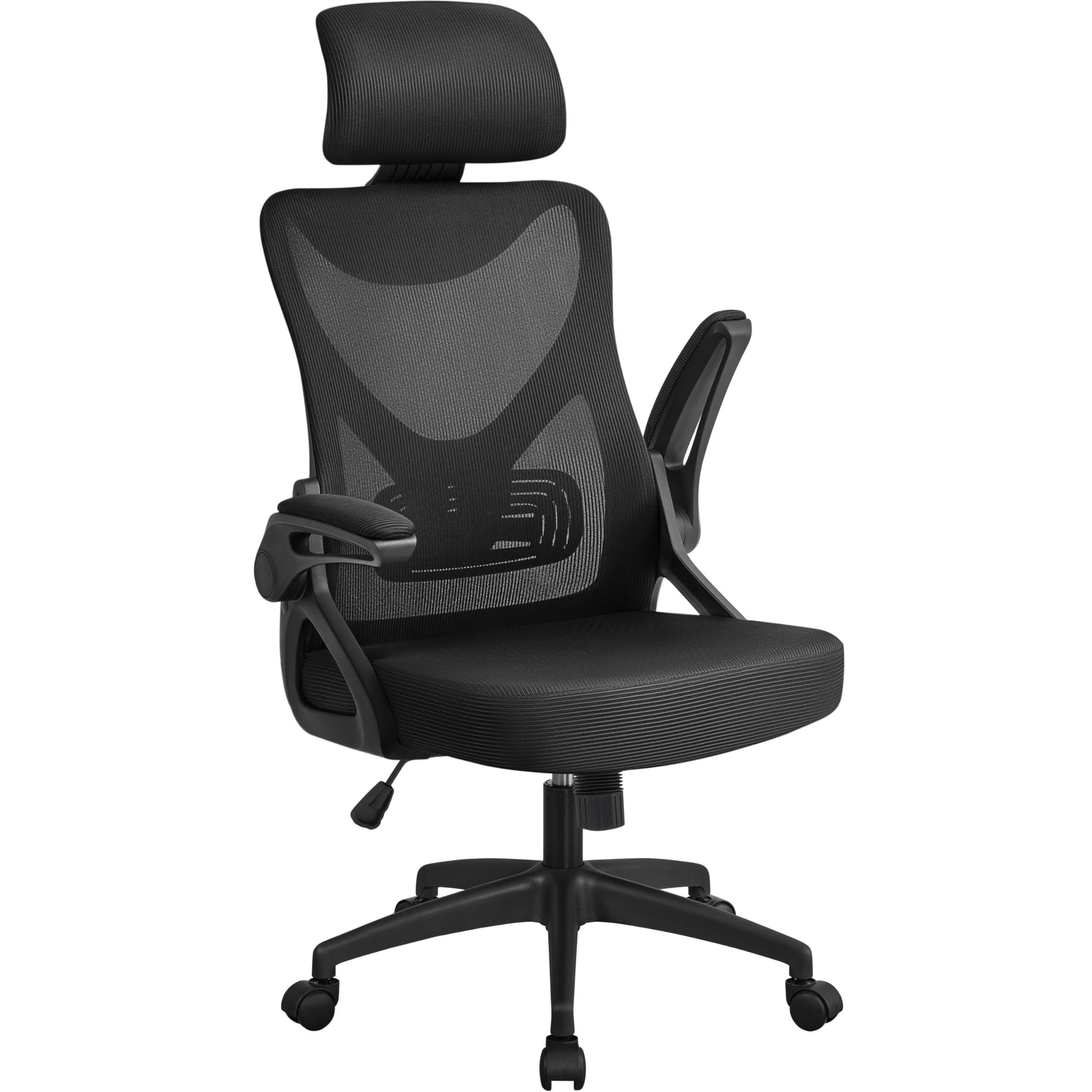 Yaheetech Ergonomic Office Chair, High Back Desk Chair with Flip-up Armrest and Headrest, Mesh Computer Chair with Lumbar Suppor