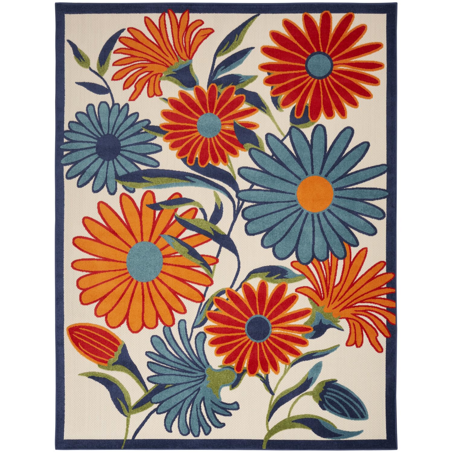 Nourison Aloha Indoor/Outdoor Multicolor 9 x 12 Area Rug, Easy Cleaning, Non Shedding, Bed Room, Living Room, Dining Room, Kit