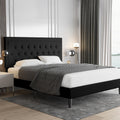 Allewie Queen Size Bed Frame Upholstered Platform Bed with Adjustable Headboard, Button Tufted, Wood Slat Support, Easy Assembly