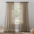 No. 918 Erica Crushed Sheer Voile Rod Pocket Curtain Panel, 51 x 95, Taupe