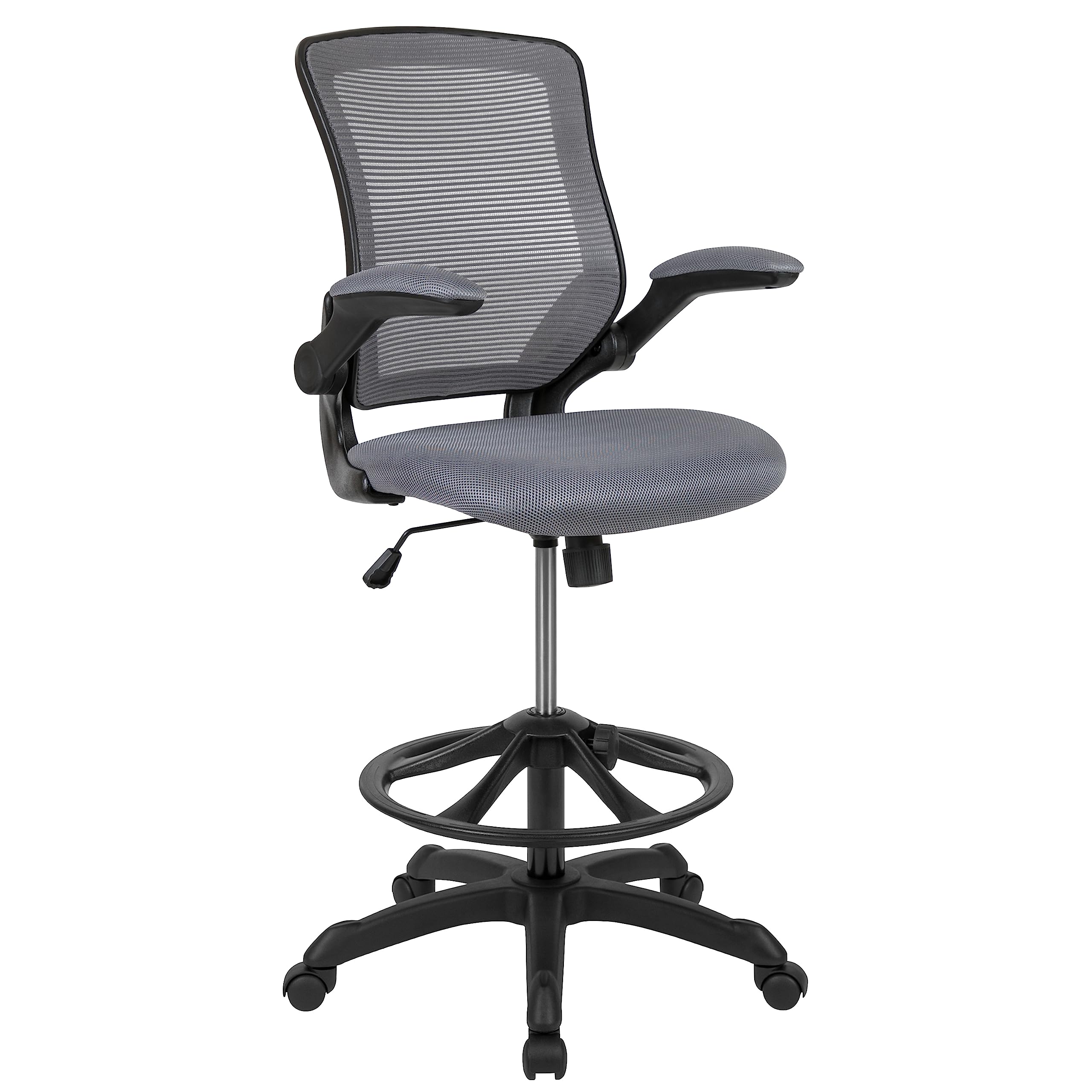 Flash Furniture Kale Mid-Back Swivel Office Chair with Height Adjustable Foot Ring and Lumbar Support, Mesh Executive Chair with