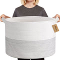 MEGASKET XXXL Large Cotton Rope Blanket Basket for Living Room, Woven Rope Storage Baskets for Organizing, Nursery Kids Toy Bask