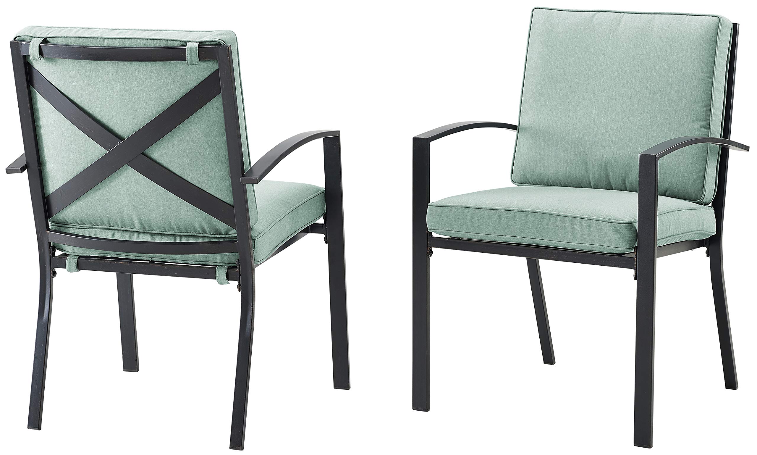 Crosley Furniture Kaplan 2-Piece Outdoor Chair Set, Dining Patio Chairs for Deck, Backyard, Oiled Bronze with Mist Cushions