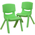 Flash Furniture Whitney 2 Pack Green Plastic Stackable School Chair with 10.5 Seat Height