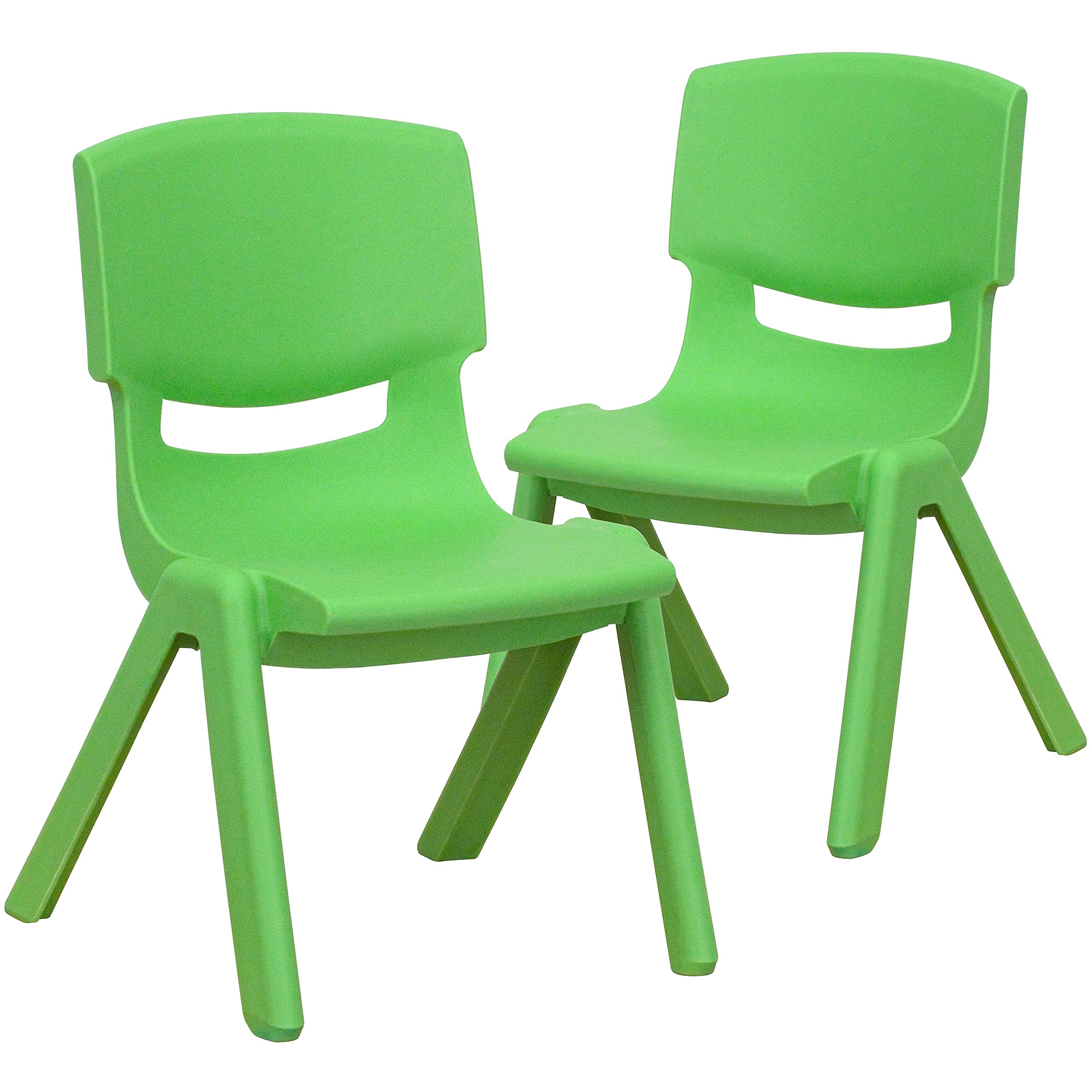 Flash Furniture Whitney 2 Pack Green Plastic Stackable School Chair with 10.5 Seat Height