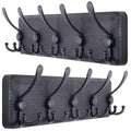 SKOLOO Coat Rack Wall Mounted - Pack of 2, Wooden, Heavy Duty, Rustic Coat Hooks for Wall, 16 Hole to Hole, Wall Coat Rack wit