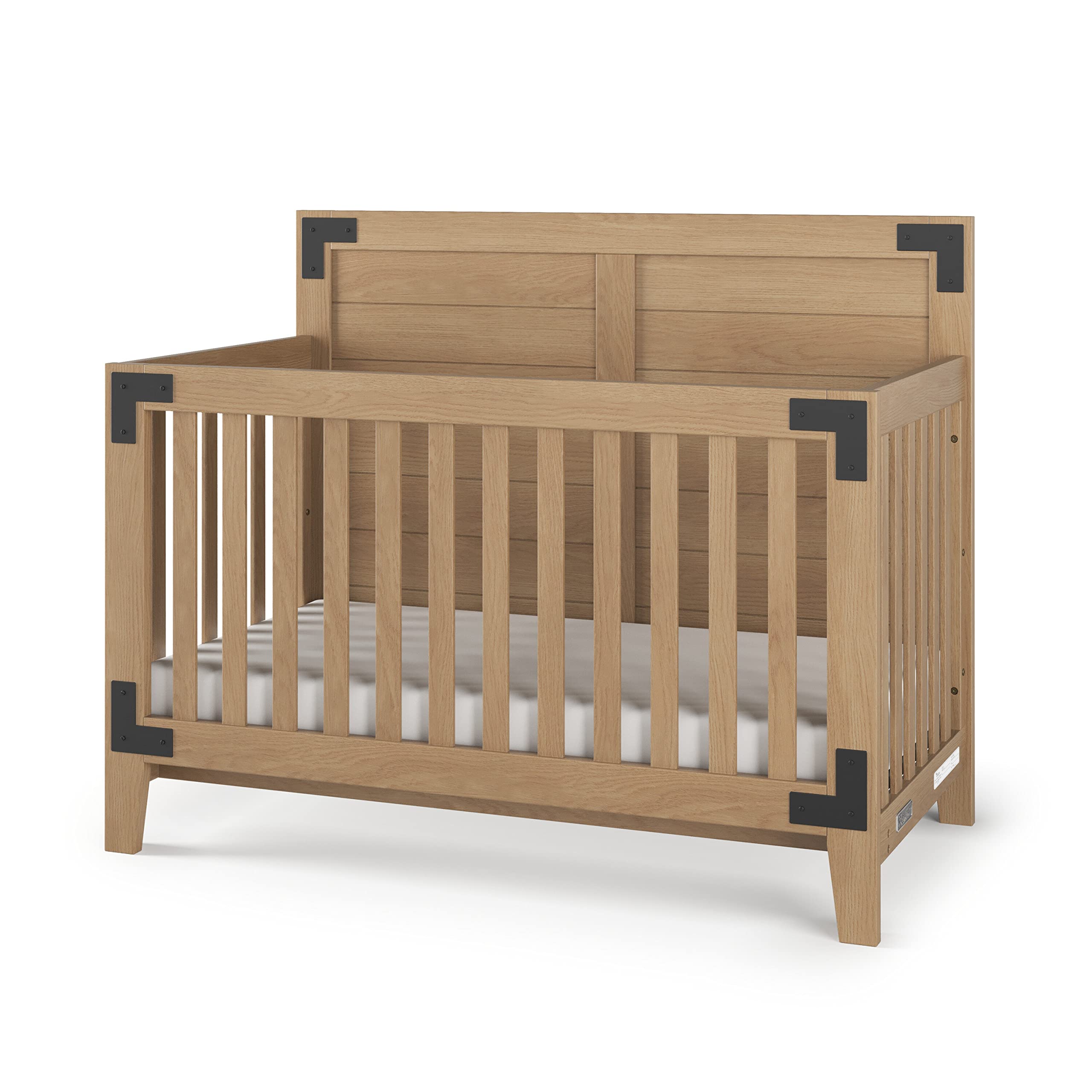 Child Craft Lucas 4-in-1 Convertible Crib, Baby Crib Converts to Day Bed, Toddler Bed and Full Size Bed, 3 Adjustable Mattress P