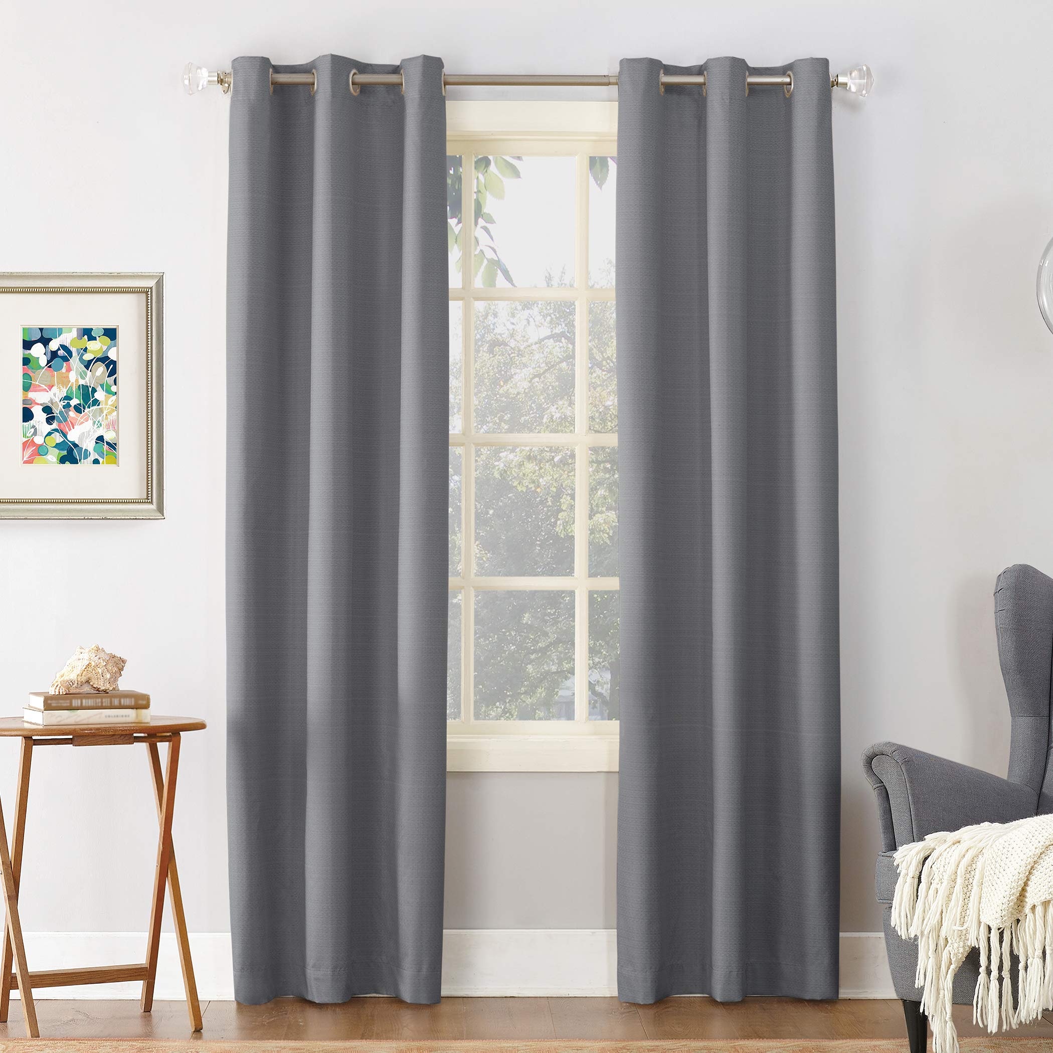 Sun Zero Cooper Thermal Insulated Energy Efficient Grommet Curtain Panel, 40 x 63, Gray
