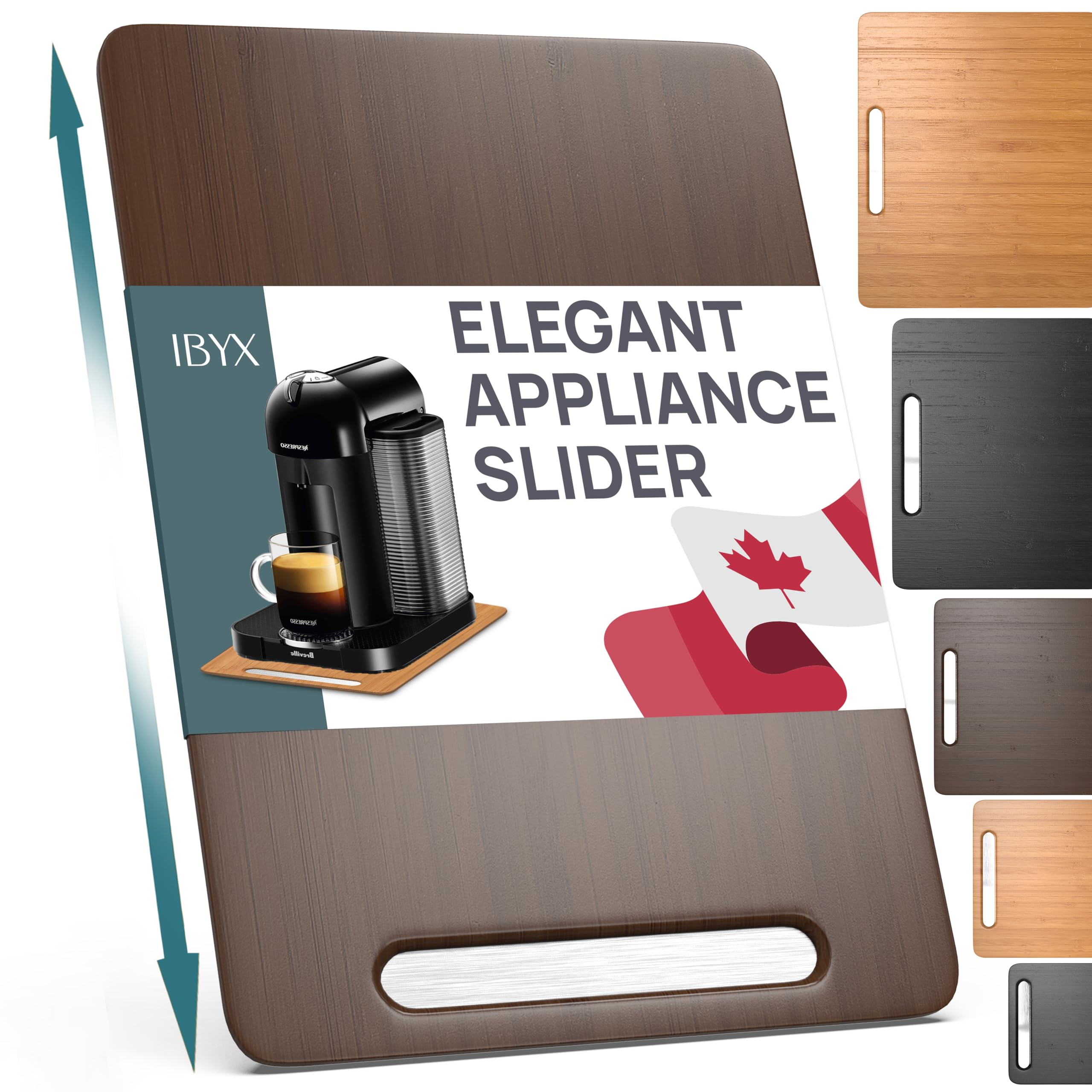 Ibyx Elegant Sliding Tray for Your Coffee Maker & Heavy Kitchen Appliances - Sturdy, Slides Easily from Under The Cabinet (Brown