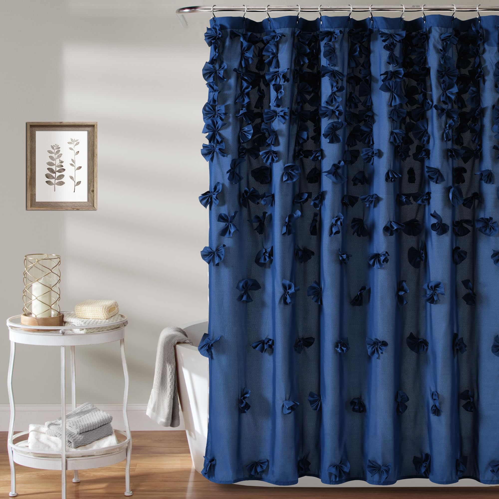 Lush Decor Riley Shower Curtain, 72 x 72, Navy