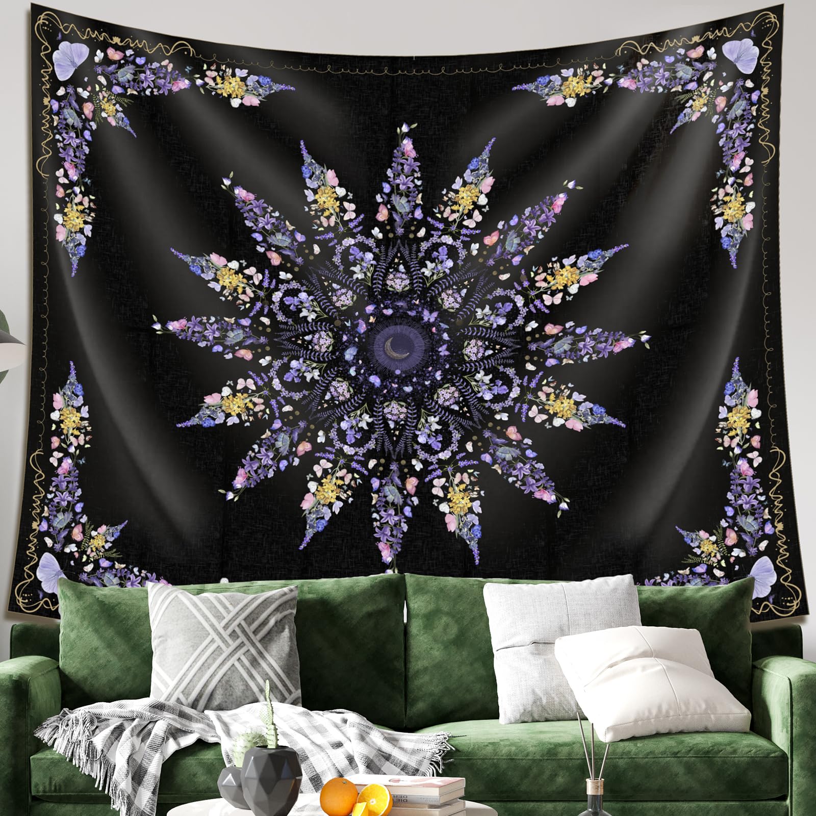 Damanse Floral Bohemian Tapestry-Flower Aesthetic Tapestry-Indian Wall Hanging Boho Tapestry-Small Mandala Room Decor-Tapestries