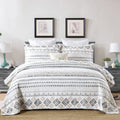 SahSahCasa Quilt Queen Size, Queen Quilt Set, 100% Cotton Boho, Bedding Set Bedspreads, Bohemian Reversible Lightweight Striped 