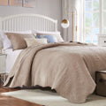 Greenland Home La Jolla Coastal Quilt Set, 3-Piece Full/Queen, Taupe