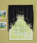 Todays Curtain Verona Reverse Embroidery Swag, 38, Black/Rose, 60 W X 38 L