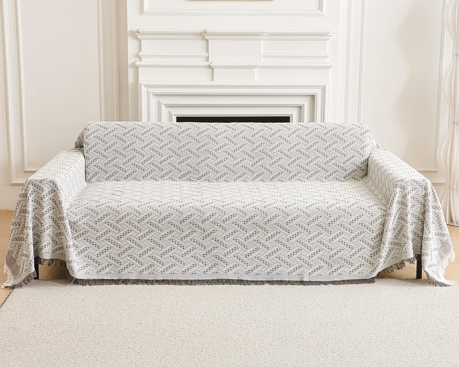 AIVIA Loveseat Cover Sheet Blanket, Reversible Anti Slip Cushion Covers for 2 Seater Couches with Armrest, Love-Seat Furniture D