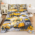 Feelyou Kids Construction Comforter Set Queen Size Bedding Sets for Boys Toddler Children Cartoon Excavator Tractor Comforter Se