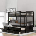 Harper&Bright Designs Twin Over Twin Bunk Bed with Safety Rail, Ladder, Twin Trundle Bed with 3 Drawers for Kids, Teens Bedroom,