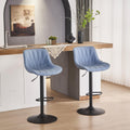 YOUNIKE Bar Stools Set of 2 for Kitchen Island, Blue Elegant Swivel Bar Chairs, Adjustable Barstools with Back, Faux Leather Pad