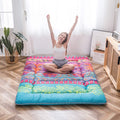 MAXYOYO Bohemian Retro Mattress Boho Floral Style Japanese Futon Mattress Tatami Floor Mat Foldable Lounger Portable Camping Sle