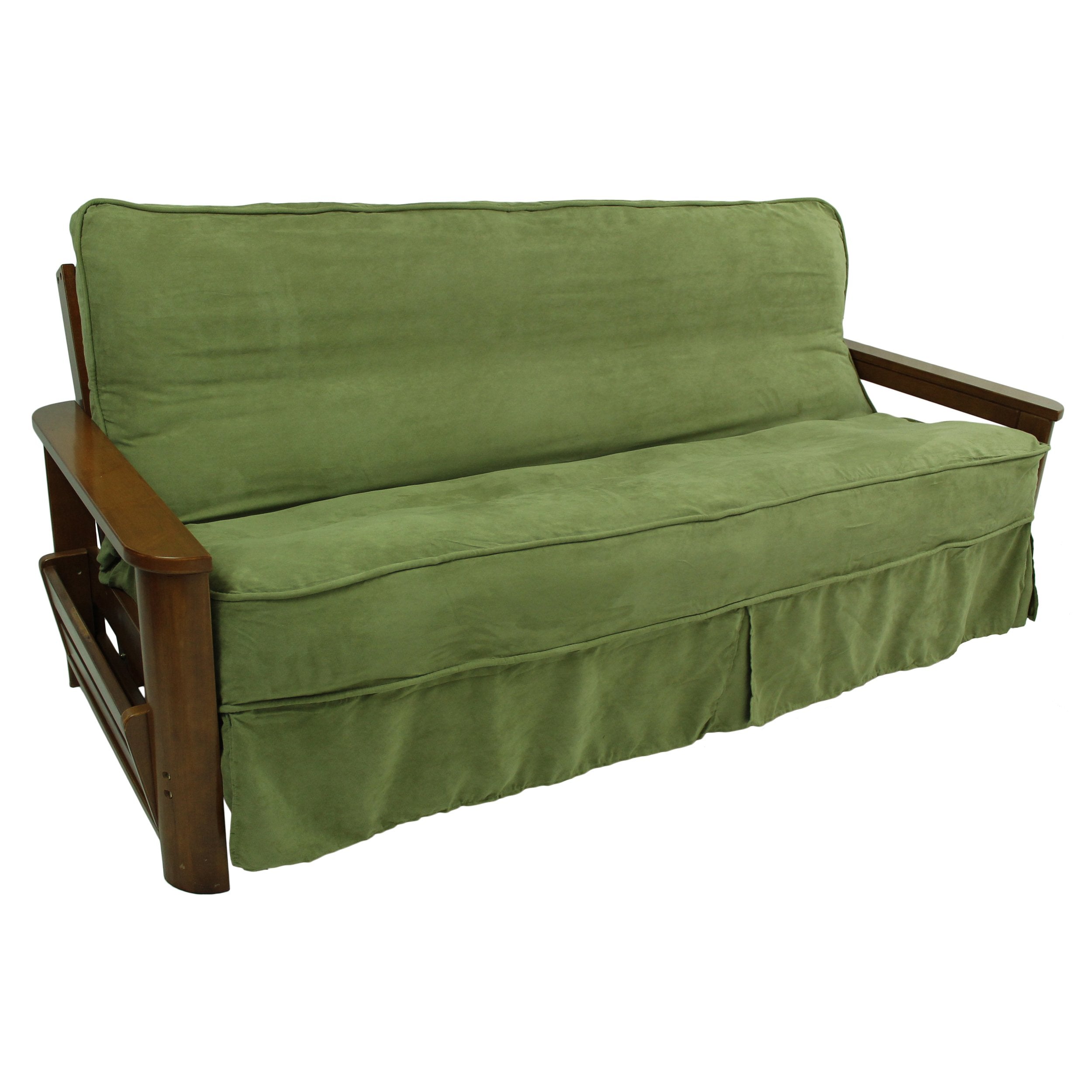 Blazing Needles Solid Microsuede Double Corded 8 to 9 Futon Slipcover, Full, Sage Green