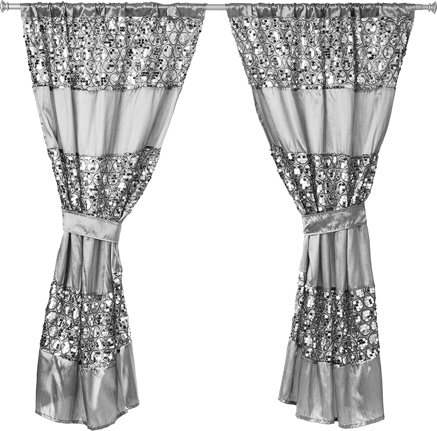Zahari Home Sinatra Window Curtain Stylish Bathroom Window Curtain,36 x 54 Each, Set of 2, Silver