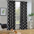 Melodieux Moroccan Room Darkening Blackout Grommet Top Curtains for Living Room, 52 by 96 Inch, Black (1 Panel)