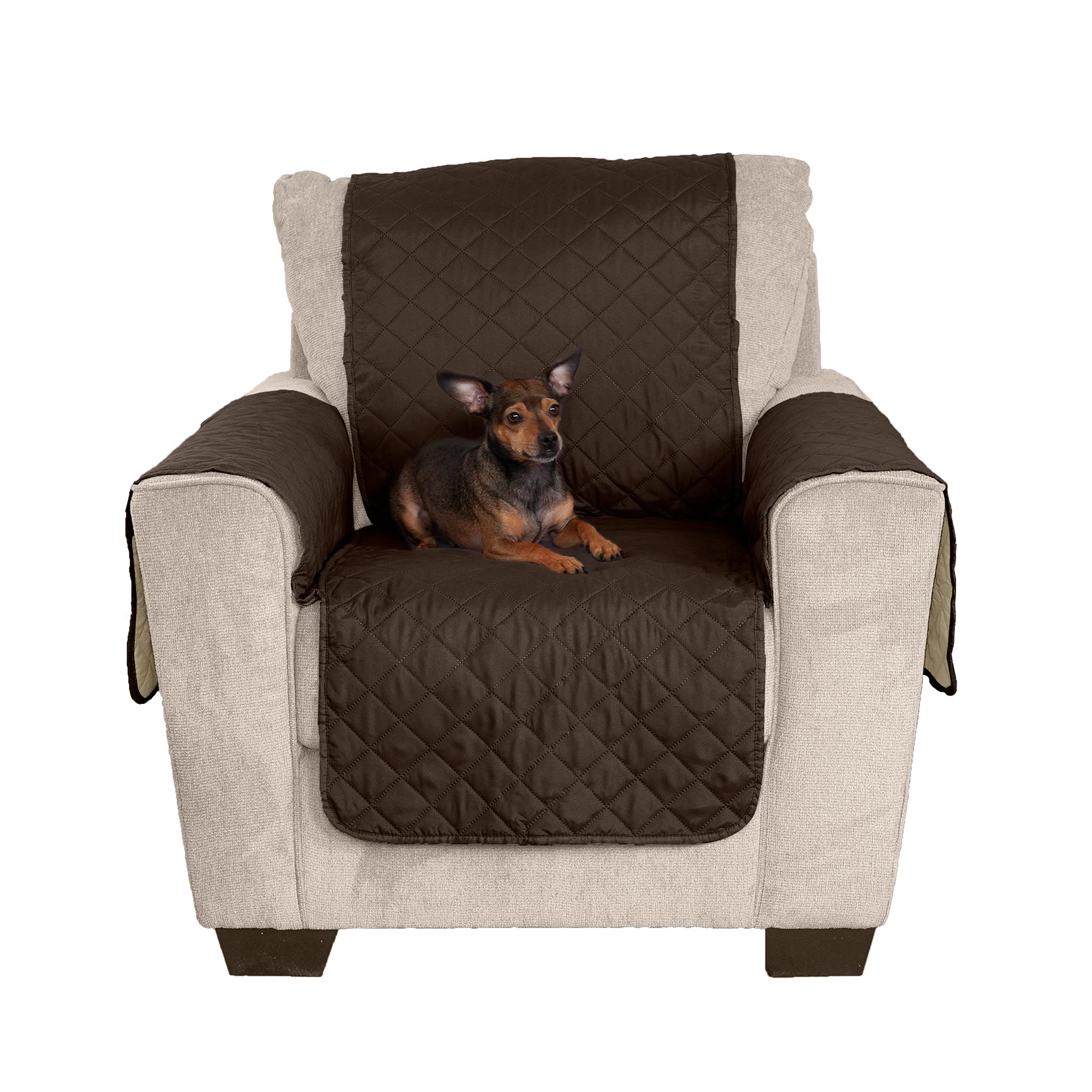 Furhaven Water-Resistant & Reversible Chair Cover Protector for Dogs, Cats, & Children - Two-Tone Pinsonic Quilted Living Room F