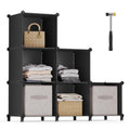 SONGMICS 6 Cube Storage Organizer, DIY Closet Shelf, Plastic Clothes Organizer, Modular Bookcase, 14.6 x 13 x 13 Inch Cubes, wit